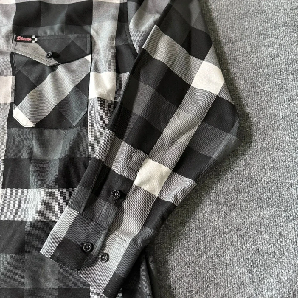 Dixxon Flannel Finish Line Black/White Buffalo Plaid Long Sleeve Mens 4X